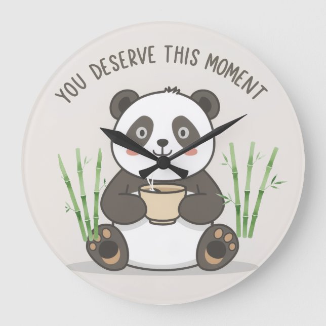 Relógio de Parede Panda Fofo | Panda Fofo Motivaci (Frente)