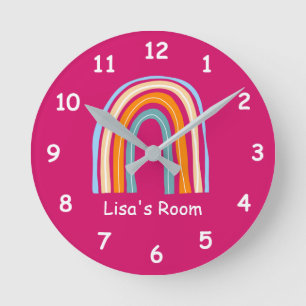 Relógio de parede para quarto de menina com desenh