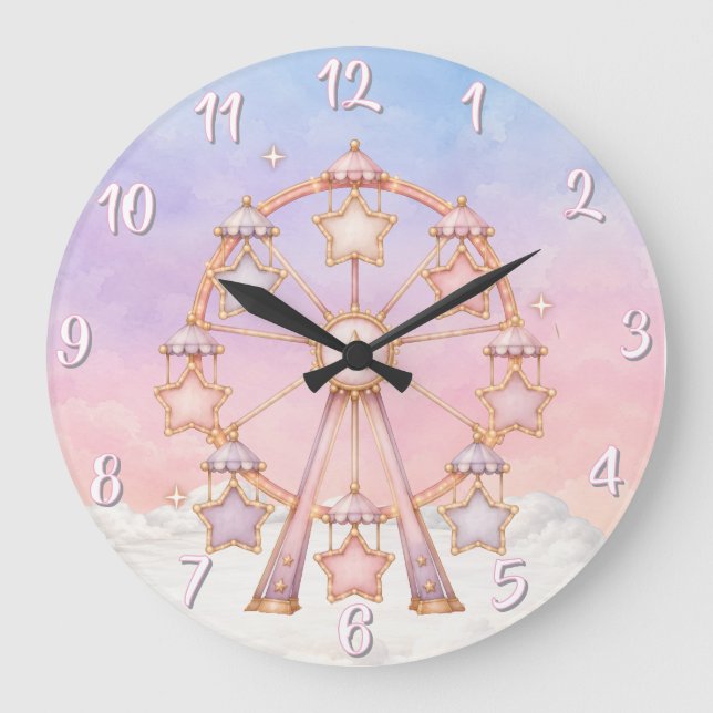 Relógio de Parede Pastel para Berçário Circo (Frente)