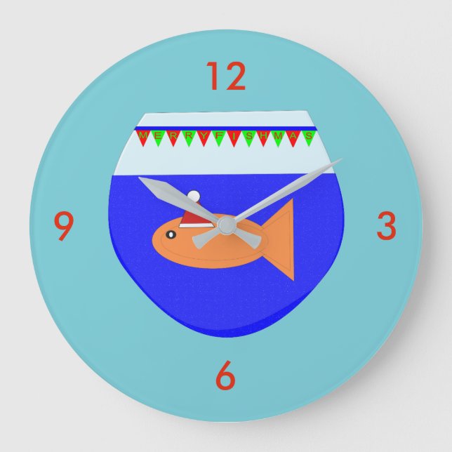 Relógio de Parede Peixe Dourado Festa de Natal (Frente)