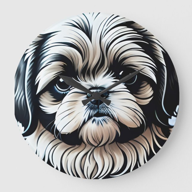 Relógio de Parede Pequeno Shih Tzu Round (Frente)
