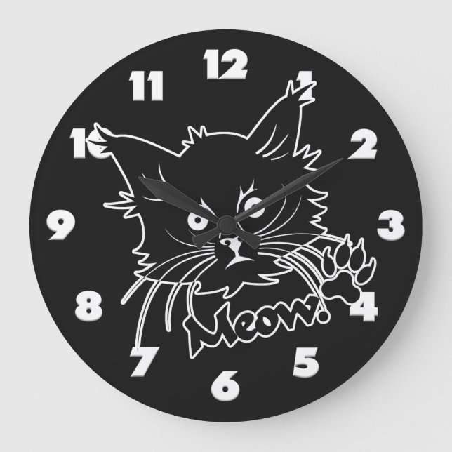 Relógio de parede personalizada de Gato Negro (Frente)