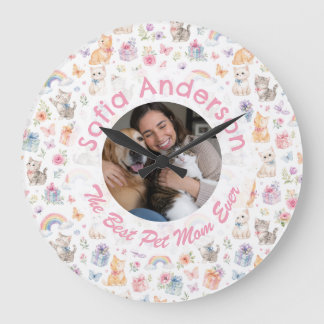 Relógio de Parede Personalizado Amante de Gatos Fl