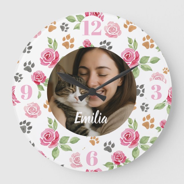 Relógio de Parede Personalizado com Foto para Gata (Frente)