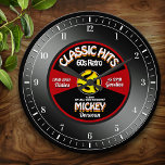 Relógio de Parede Personalizado com Registro Vinil<br><div class="desc">Relógio personalizado de fãs de música retrô divertida,  relógio personalizado! Exceto os números,  todo o texto nesta design está em forma de modelo. Mude todo o texto ou deixe alguns como está,  para o presente personalizado perfeito,  retrô de 45 discos de música!</div>
