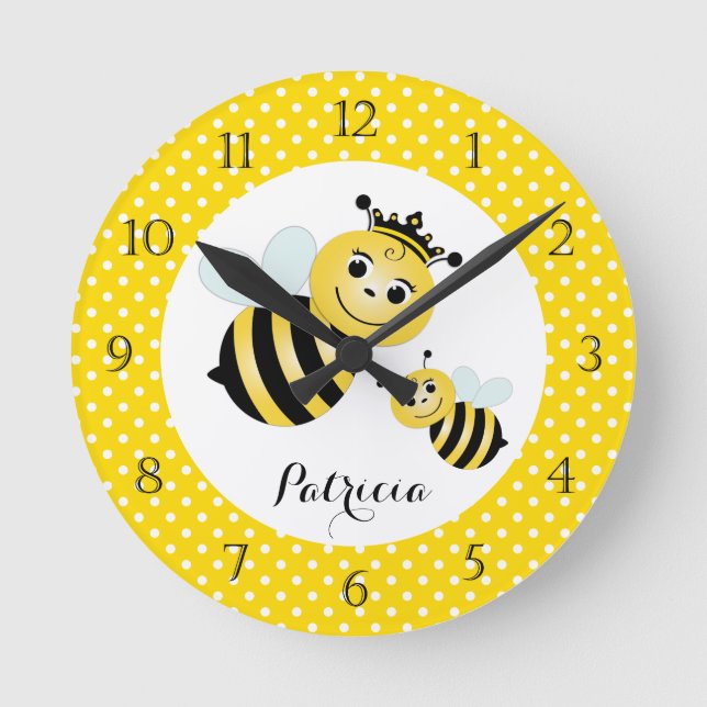 Relógio de Parede Personalizado da Rainha Bee (Frente)