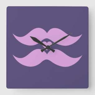 Relógio de parede personalizado de bigode rosa
