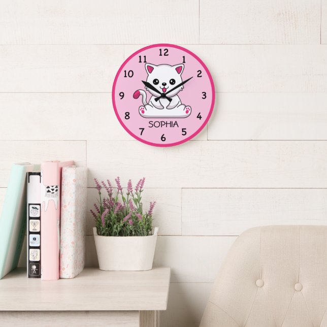Relógio de Parede Personalizado de Gatinho de Bebê (Sala de leitura)