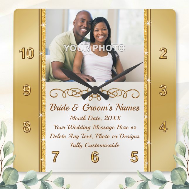 Relógio de Parede Personalizado e com Foto Present (Wedding clock gift. Personalized wedding clocks. Wall clock for marriage gift or anniversary clock.)