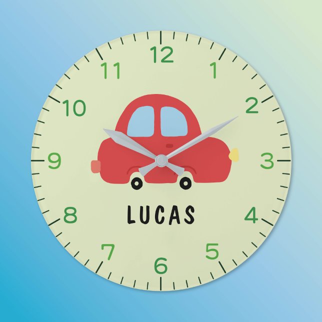 Relógio de Parede Personalizado Infantil Carro Ver (Beep beep! Time for fun! ⏰ Custom nursery clocks made just for them.)