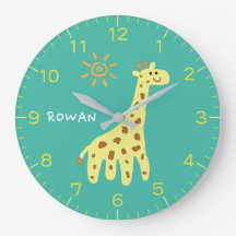 Relógio de Parede Personalizado Infantil Girafa & 
