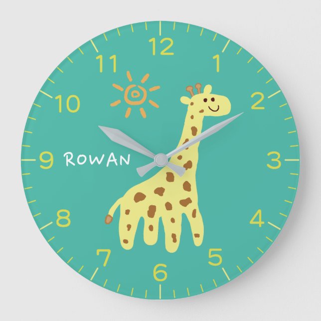 Relógio de Parede Personalizado Infantil Girafa &  (Frente)