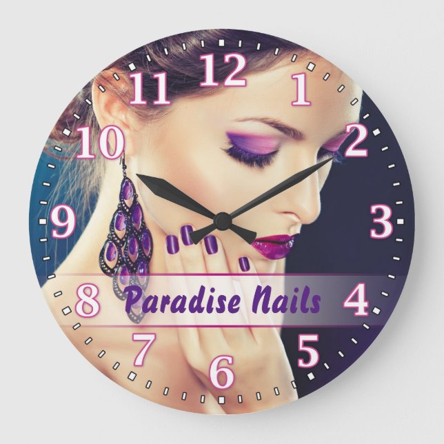 Relógio de Parede Personalizável de Salão de Nail (Frente)