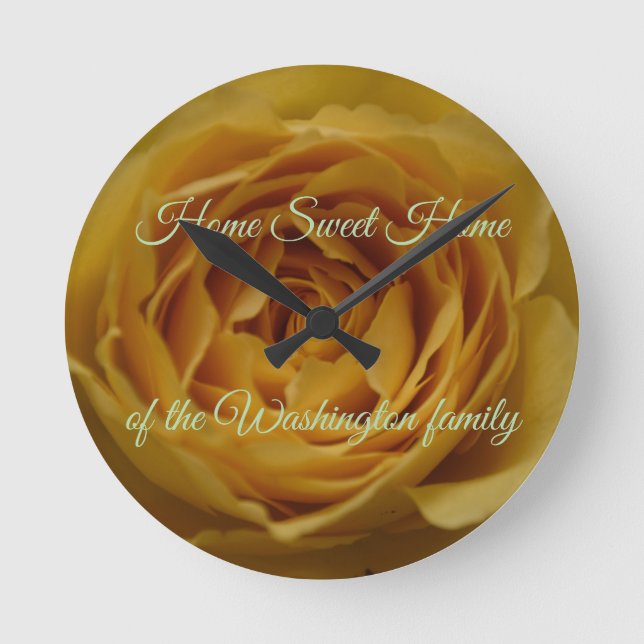 Relógio de Parede Personalizável Rosa Amarelo (Frente)