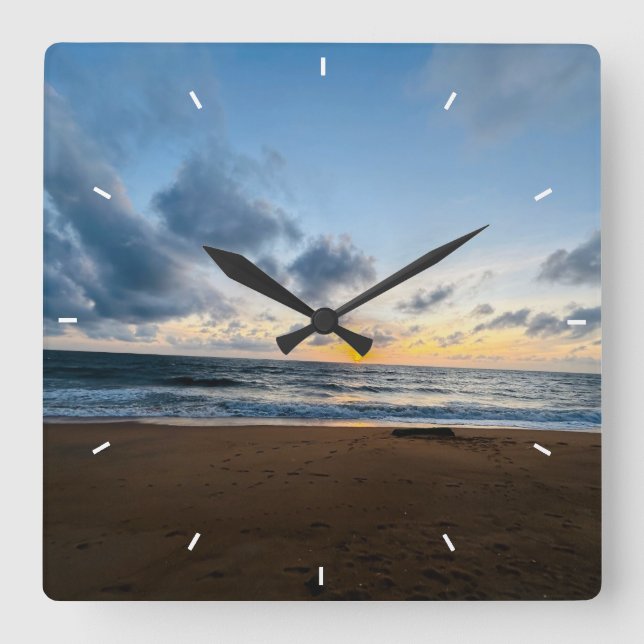 Relógio de Parede Pôr do Sol na Praia | Decoração  (Frente)