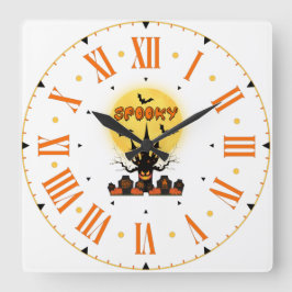 Relógio de Parede Praça de Halloween Noite Incerta