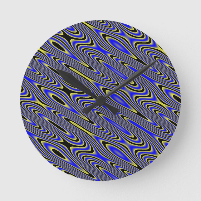 Relógio de Parede Preto Azul e Amarelo (Frente)