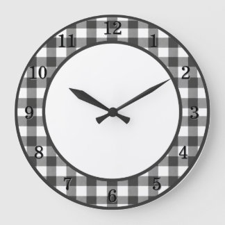 Relógio de Parede Preto e Branco Gingham para Cozi