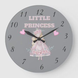 Relógio de Parede Princesinha Fofa Corações Rosa