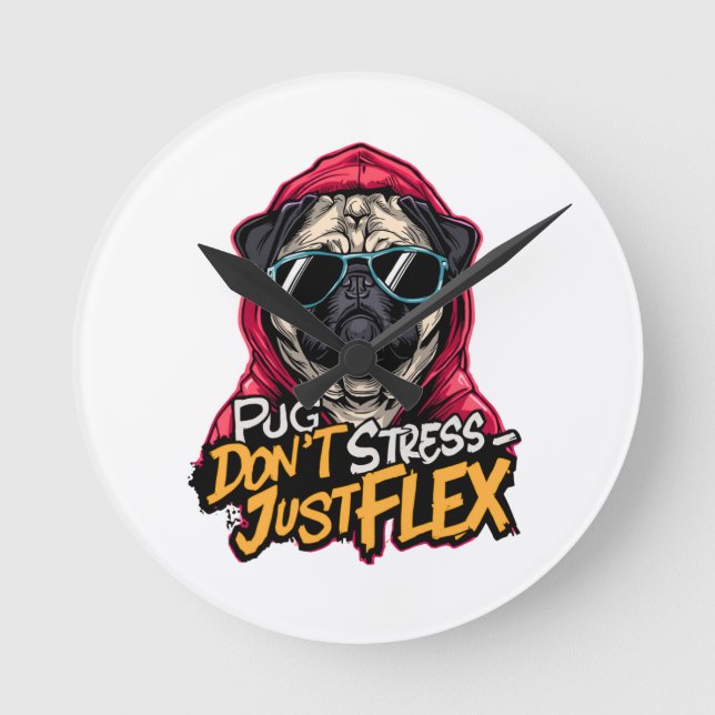 Relógio de Parede Pug Grafite – “Pug Não se Estres (Frente)