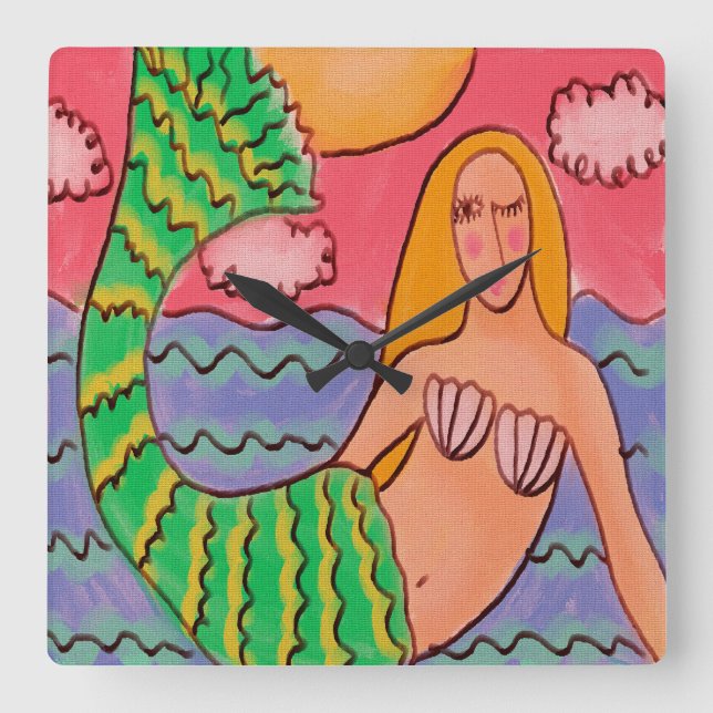 Relógio de Parede Quadrada da Malha Funky Abstrato (Frente)