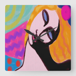 Relógio de Parede Quadrada de Pintura de Abstrato 