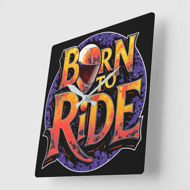Relógio de Parede Quadrado Born to Ride (Ângulo)