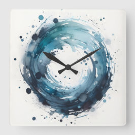 relógio de parede quadrado com anel abstrato em aq