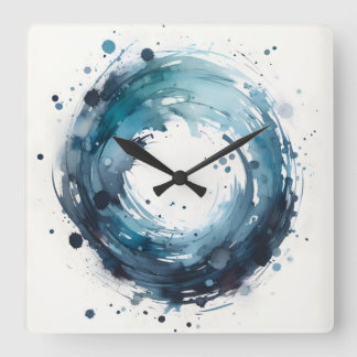 relógio de parede quadrado com anel abstrato em aq