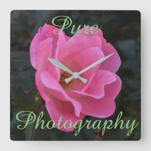 Relógio de Parede Quadrado com flor por Pure Photo