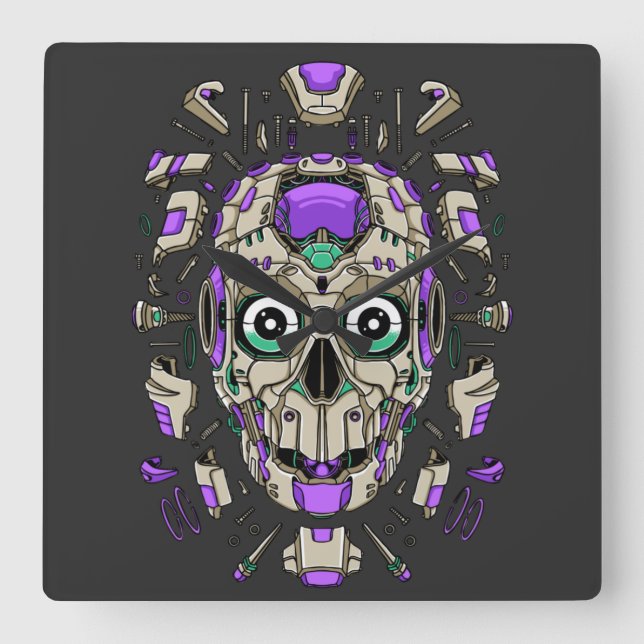 Relógio de Parede Quadrado Cyborg (Frente)