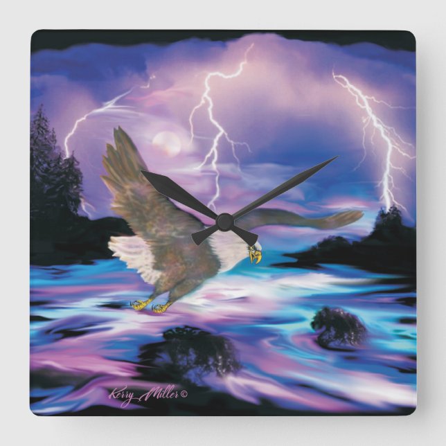 Relógio de Parede Quadrado da Águia (Frente)