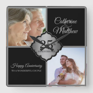 Relógio de Parede Quadrado de 25 de Fotografias P