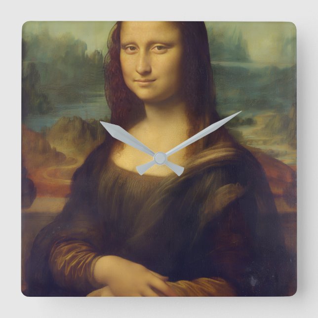 Relógio de Parede Quadrado de Acrílico Mona Lisa (Frente)