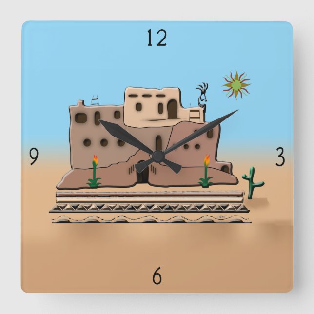 Relógio de Parede Quadrado de Clay House (Frente)