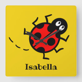 Relógio de Parede Quadrado de Ladybird Personaliza