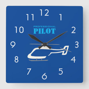 Relógio de parede quadrado de piloto profissional