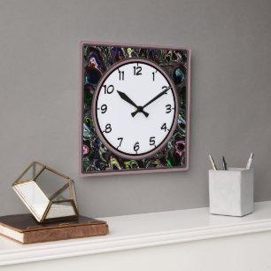 Relógio de Parede Quadrado Decoração Redemoinhos C