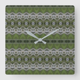 Relógio de Parede Quadrado em MIx de Cinzas e Verd