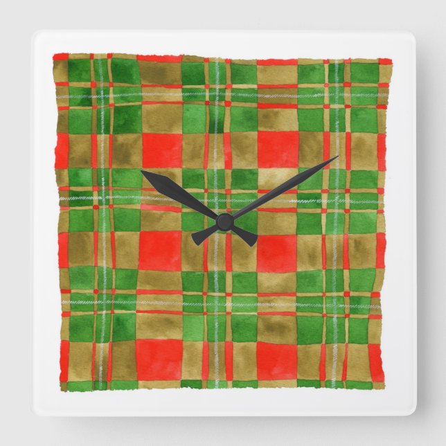 Relógio de Parede Quadrado MAC GREGOR TARTAN (Frente)