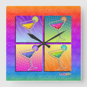 Relógio de Parede Quadrado MARGARITAS Pop Art