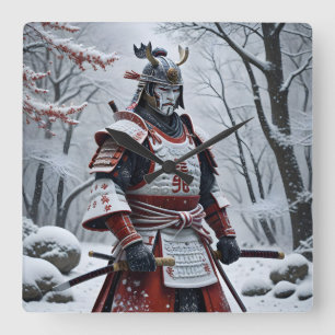 relógio de parede quadrado Samurai Japonês