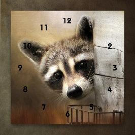 Relógio de Parede Raccoon Curioso