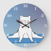 Relógio de Parede Redonda de Gato de Yoga