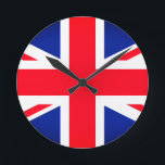 Relógio de Parede Redonda de Sinalizador da União<br><div class="desc">Relógio de parede redonda com imagem da bandeira da bandeira da bandeira da bandeira da União.</div>