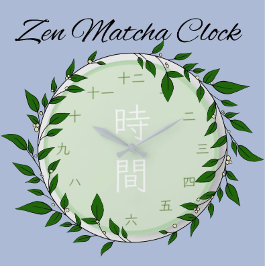 Relógio de Parede Redondo Japonês Kanji Zen Matcha