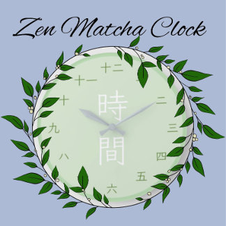 Relógio de Parede Redondo Japonês Kanji Zen Matcha