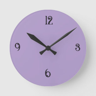 Relógio de Parede Redondo Roxo Lavanda Minimalista