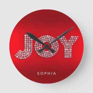 Relógio de Parede Redondo Vermelho 'JOY' Nome Pers