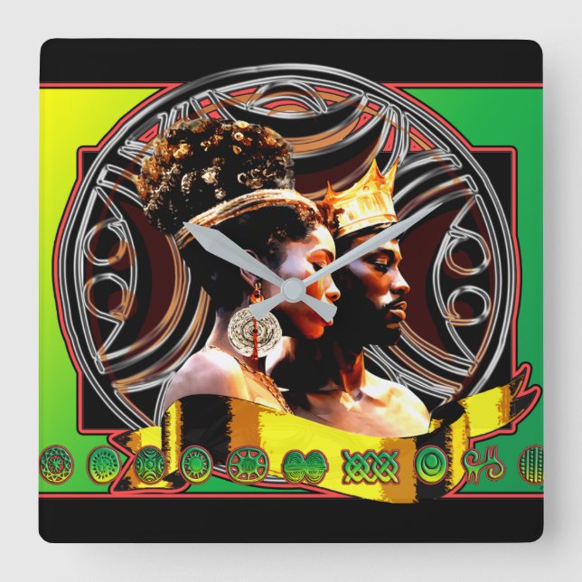 Relógio de Parede Rei e Rainha Africanos (Frente)